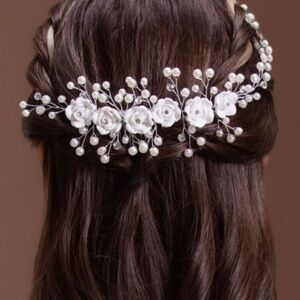 Flower Pearl Crystal Bridal Comb  Floral Wedding Crystal Comb  Bridal Headpiece